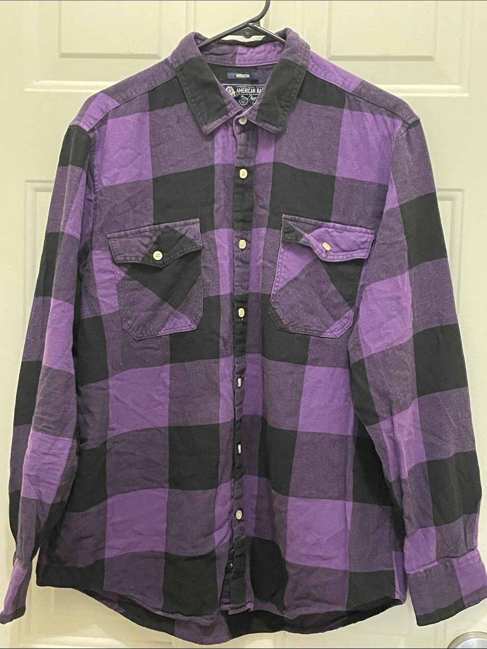 American Rag Purple and Black Buffalo Plaid Shirt